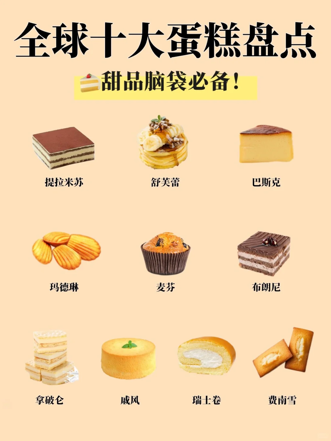 🔥全球十大蛋糕甜品合集🍰你吃过哪些❓