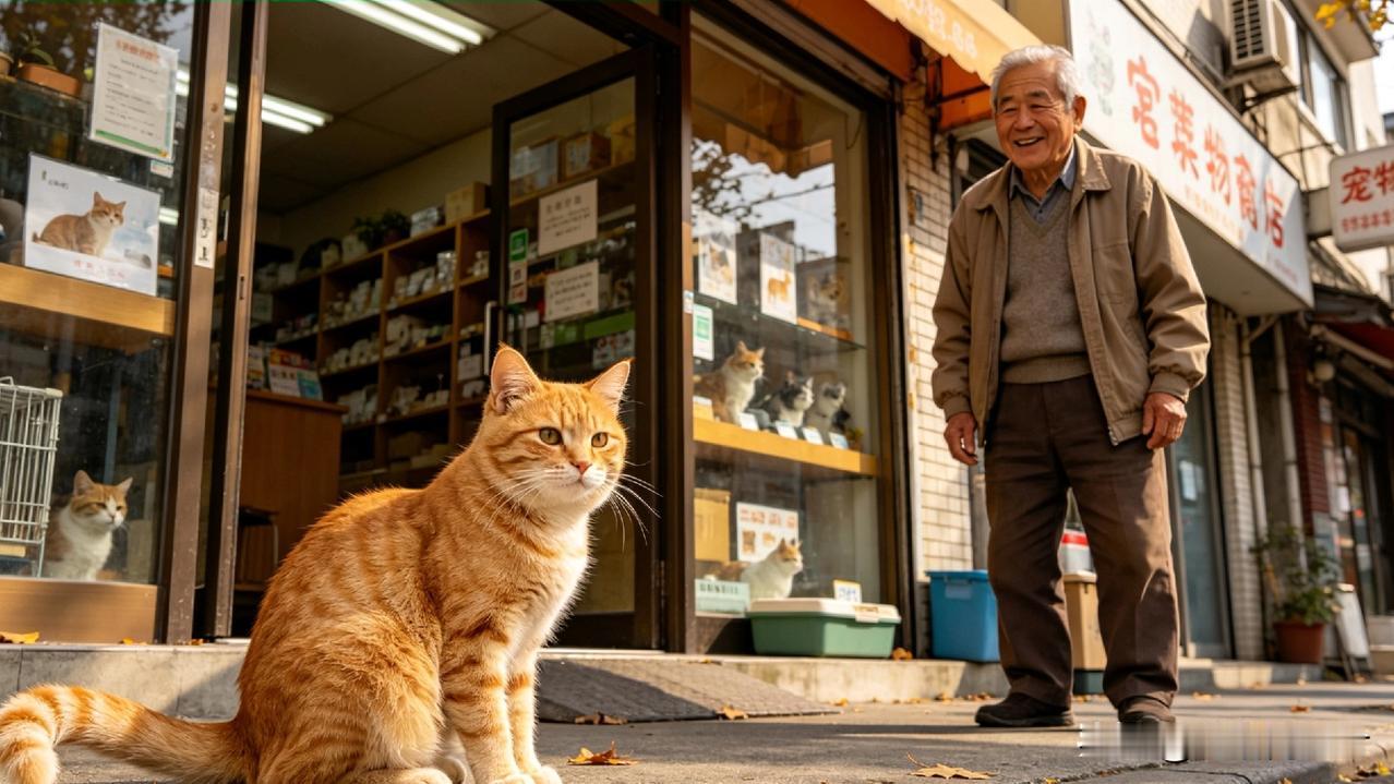 我家邻居大爷养的橘猫，简直成精了，放着自家主人不黏，偏偏认准楼下宠物店老板当“亲