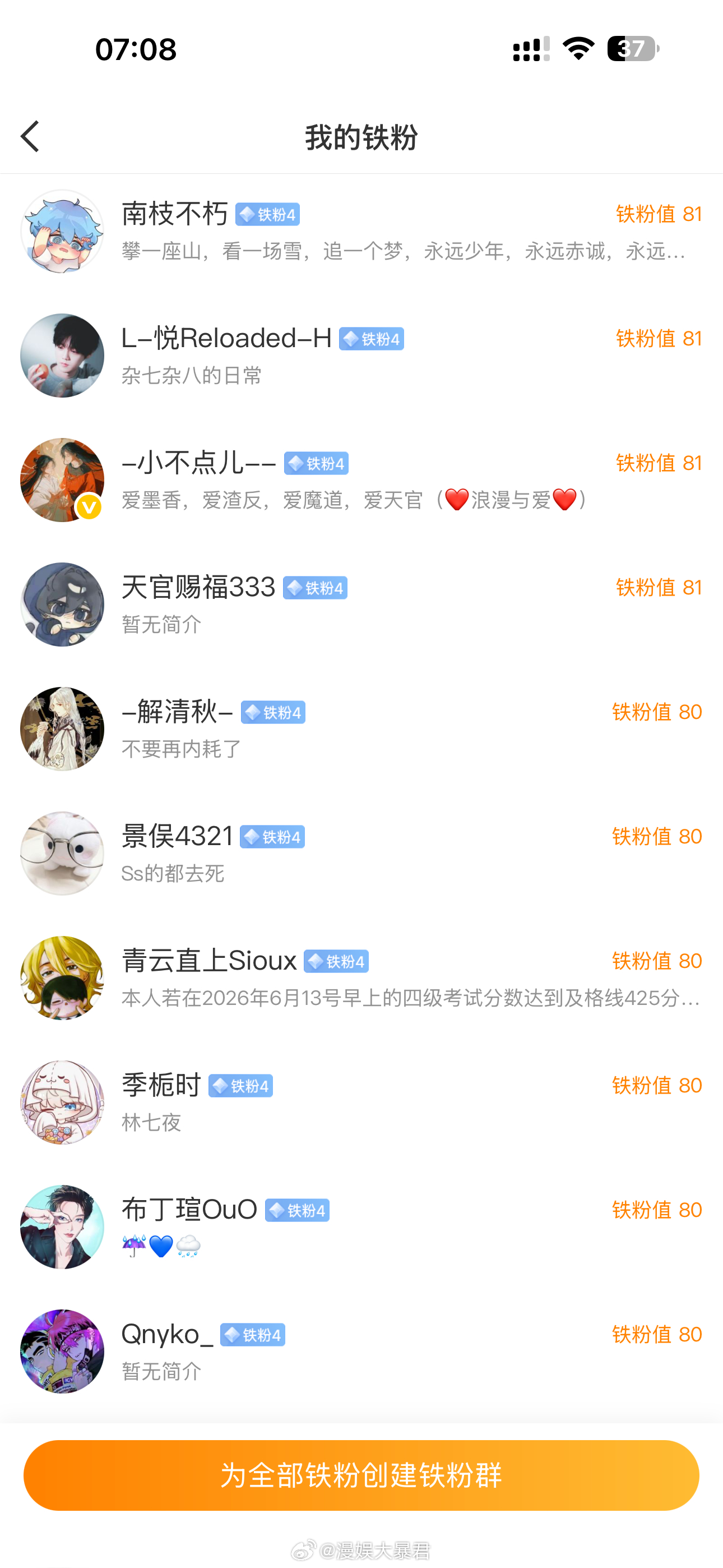 漫娱大暴君 铁粉榜前30名一夜之间，第一名换人了？！发生了啥？ 