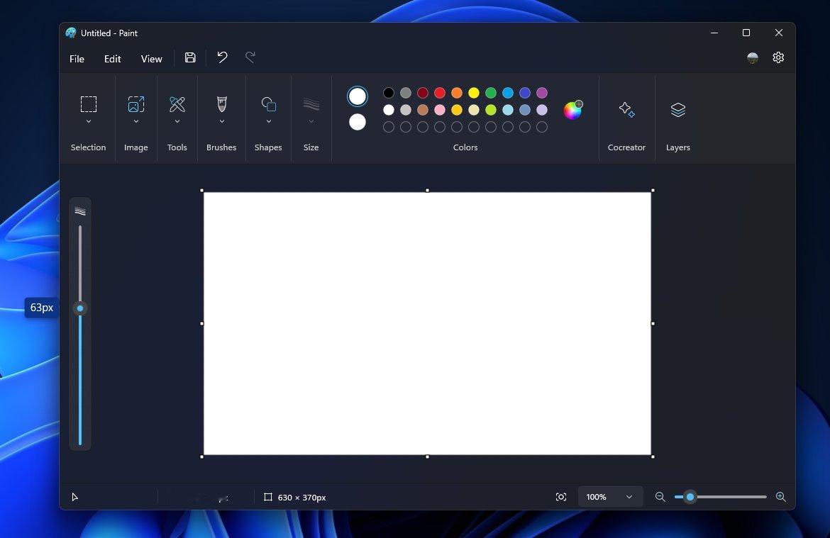 Windows 的画图软件开始支持“笔刷粗细”滑块，目前已经在各 Insider