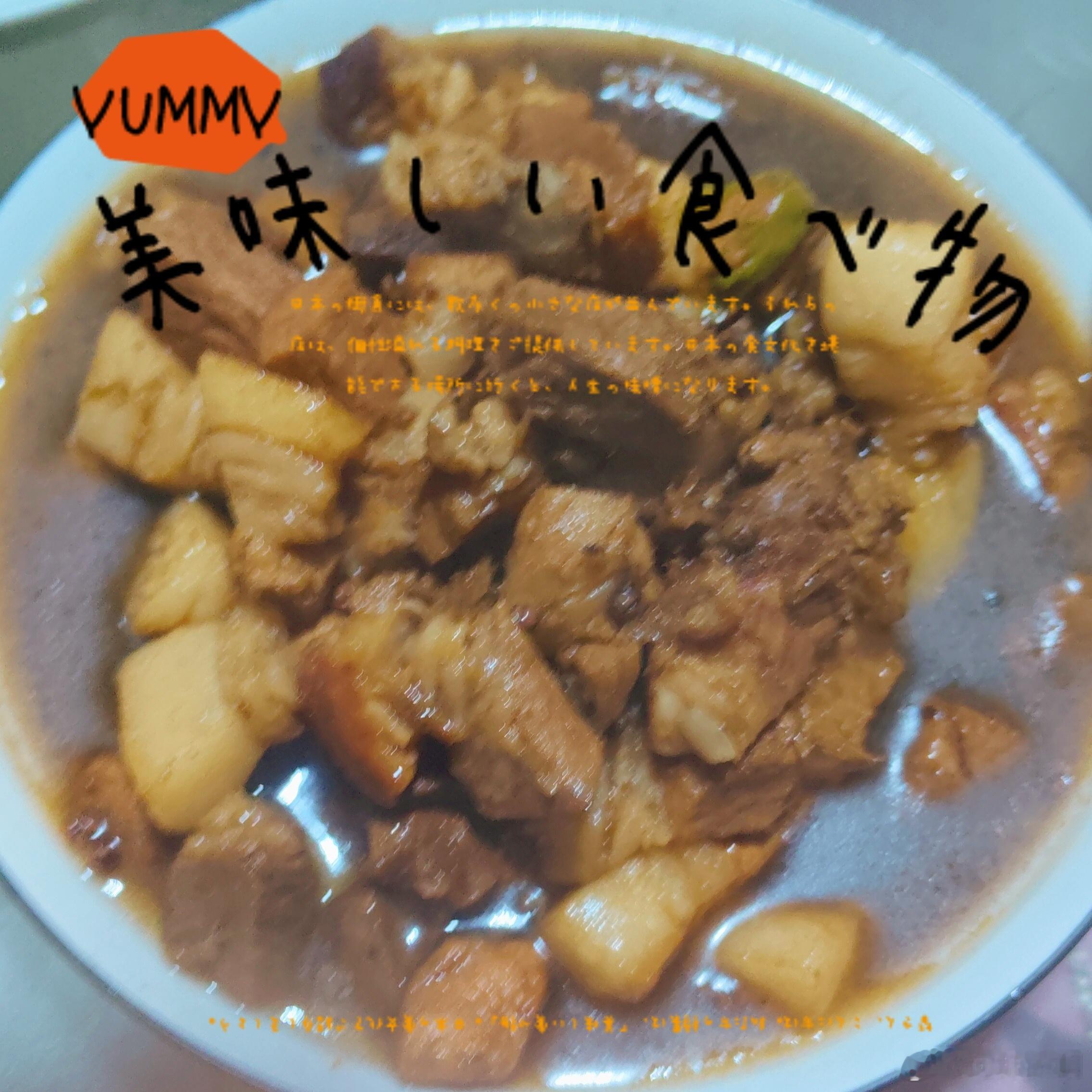 五花肉炖得酥烂，萝卜吸满了肉汁，拌米饭能吃两大碗～ 