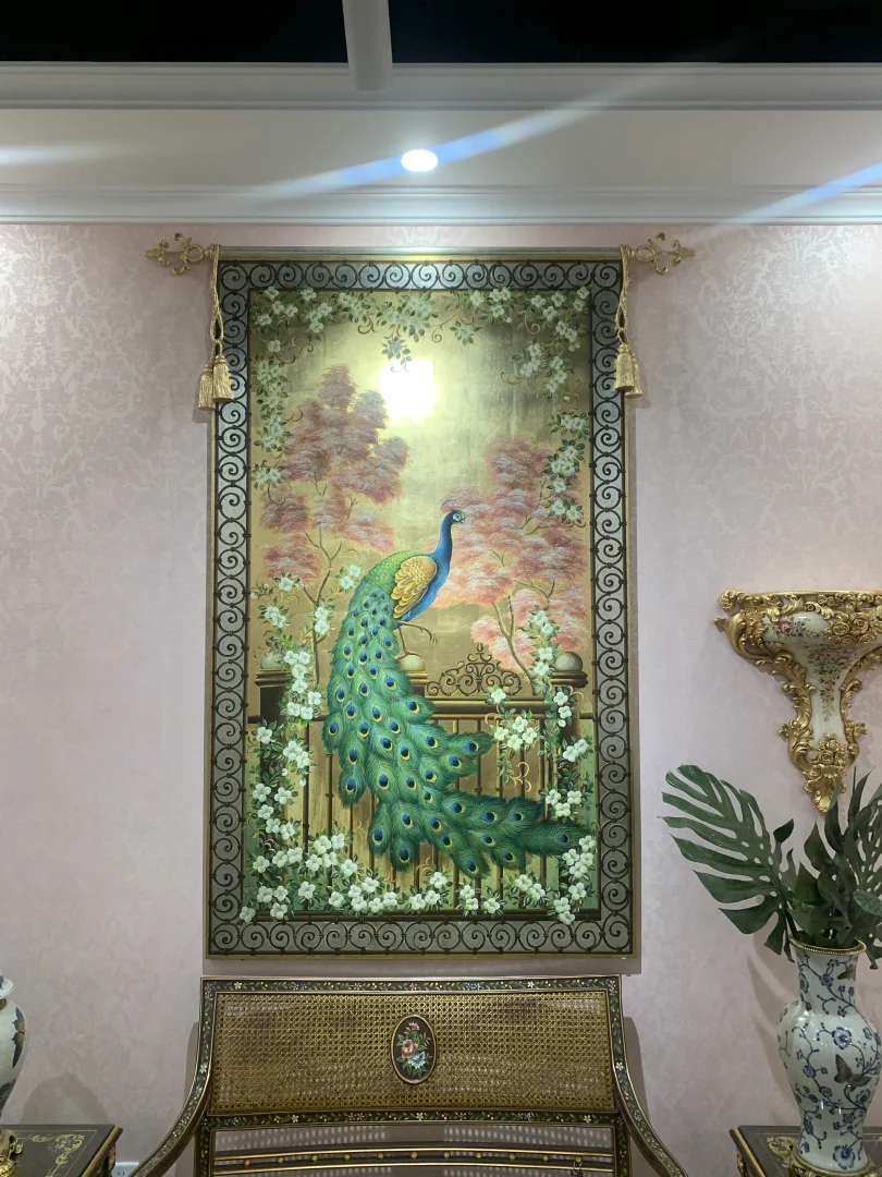 别墅豪宅大平层玄关挂画|纯手工手绘