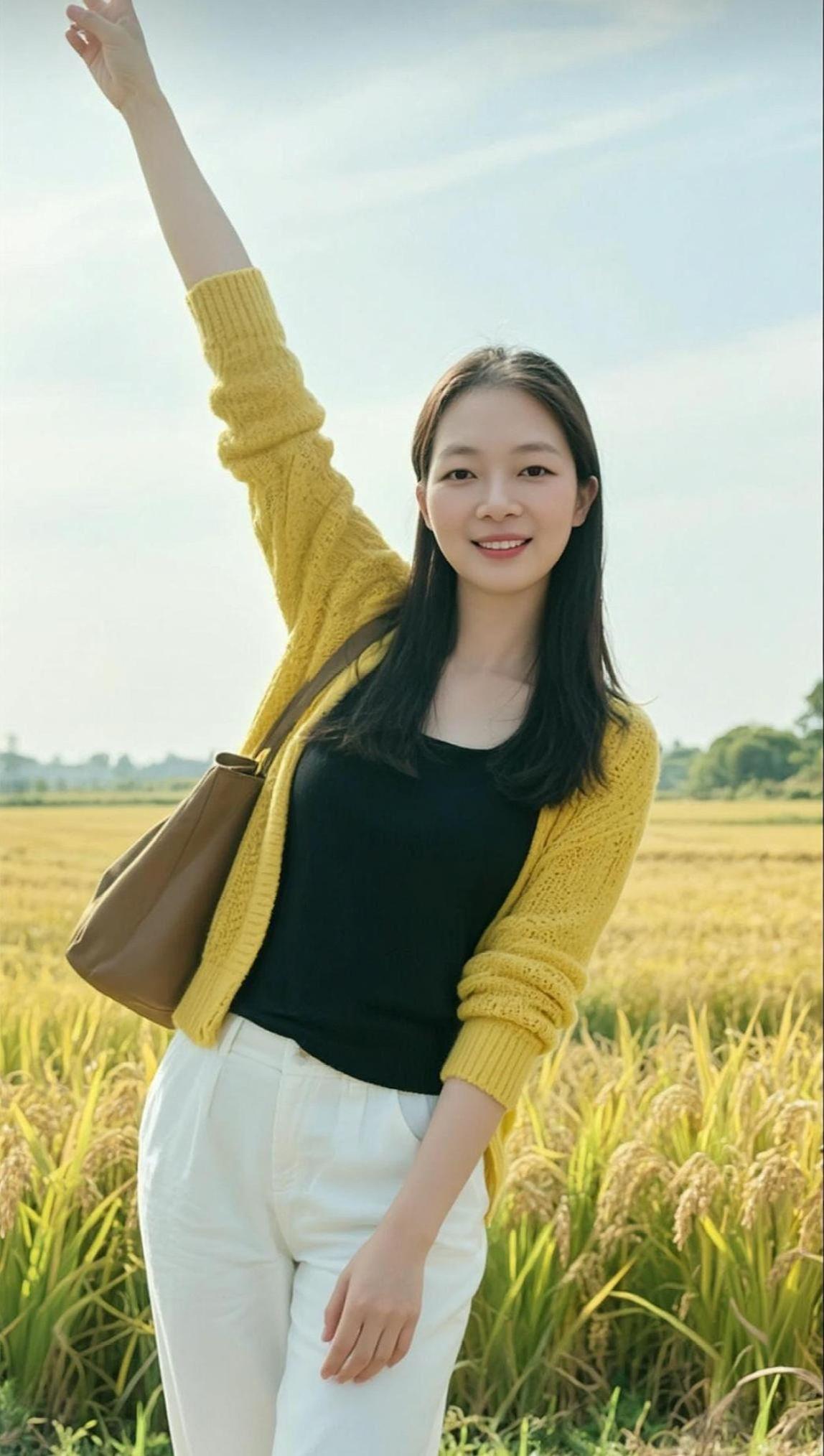 AI田园生活照 颜值甜美女孩休闲穿搭优雅气质抖音ai创作