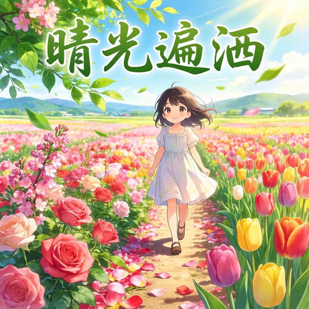 下联：片片绿叶送和风
