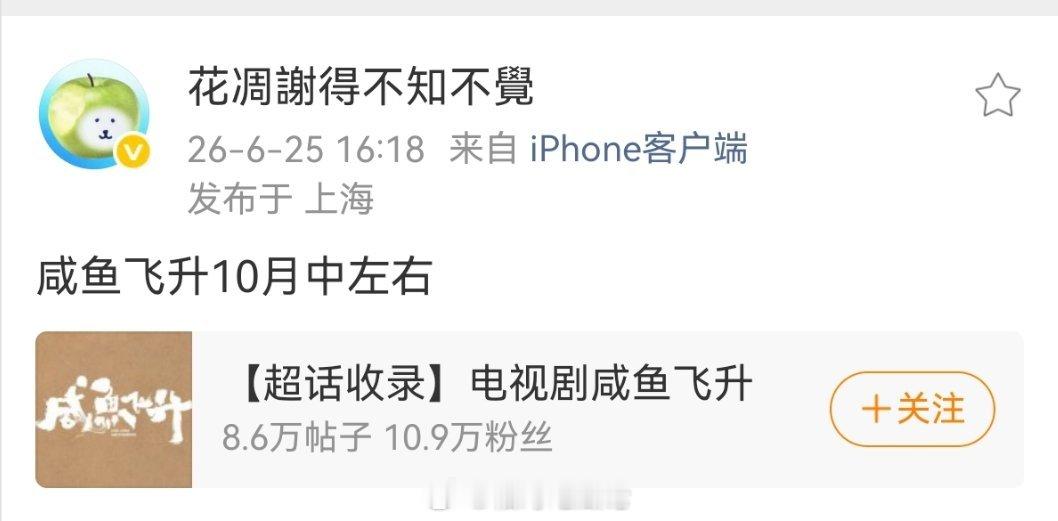 王鹤棣《咸鱼飞升》10月中左右 