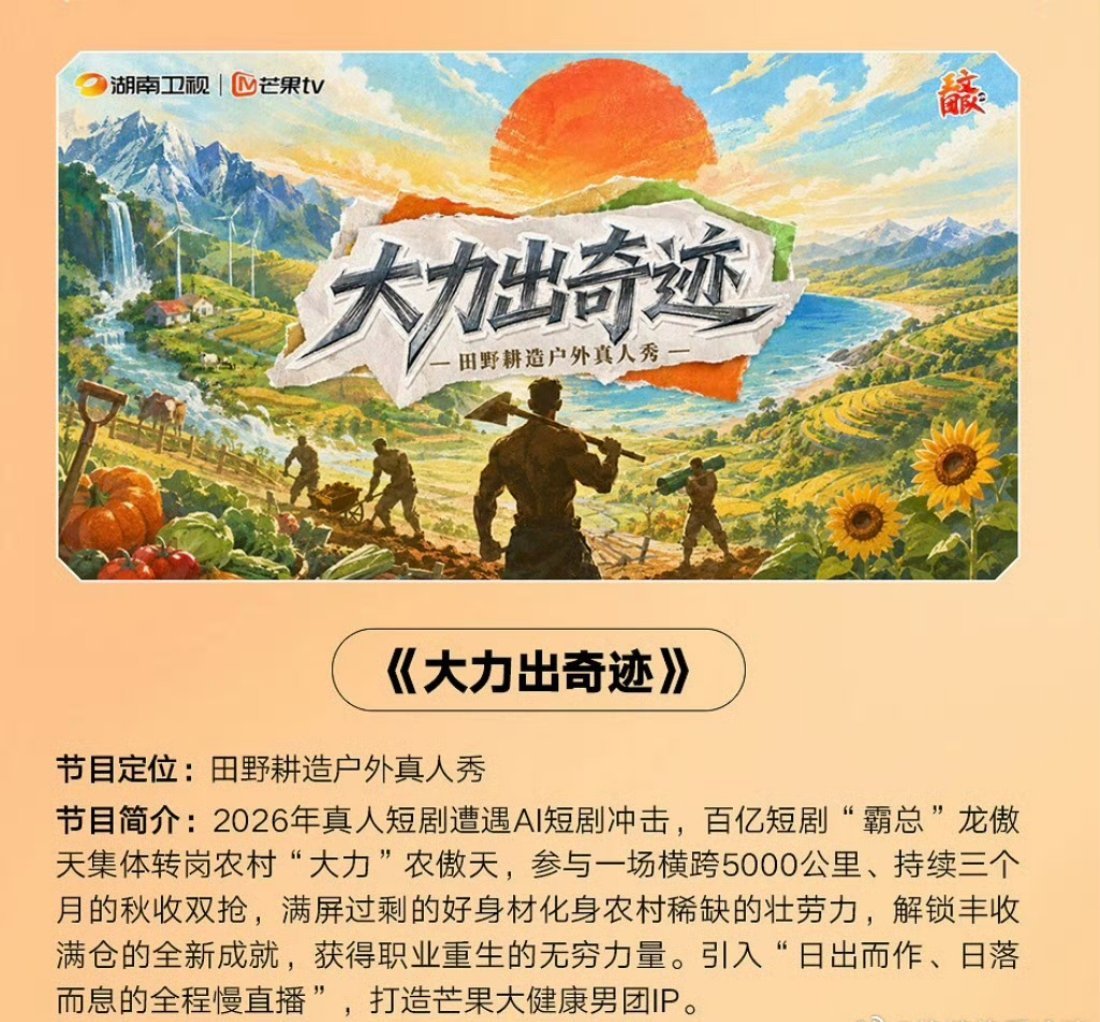 芒果TV综艺《大力出奇迹》拟邀阵容: 柯淳 申浩男 马小宇 蔡欣洋 甘望星 张庭