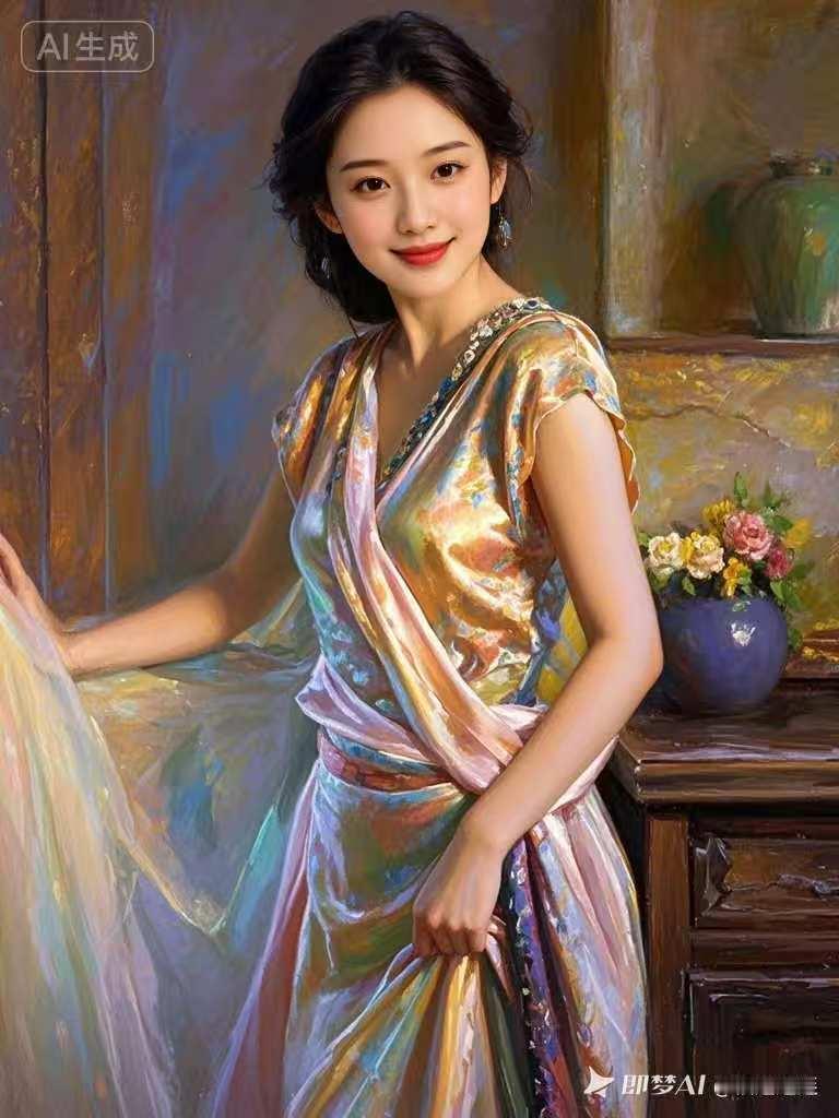 优雅东方美人，金丝纱裙，古典韵味十足！