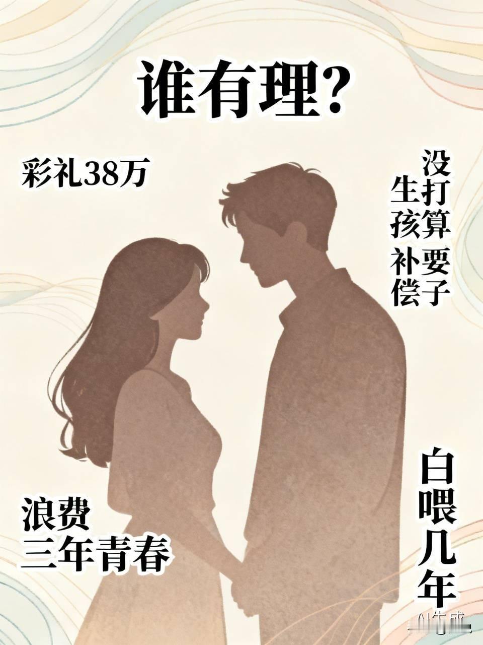 男女相恋三载，两人商量起结婚的事宜。女方张口便提出要三十八万彩礼，男方不解，问她