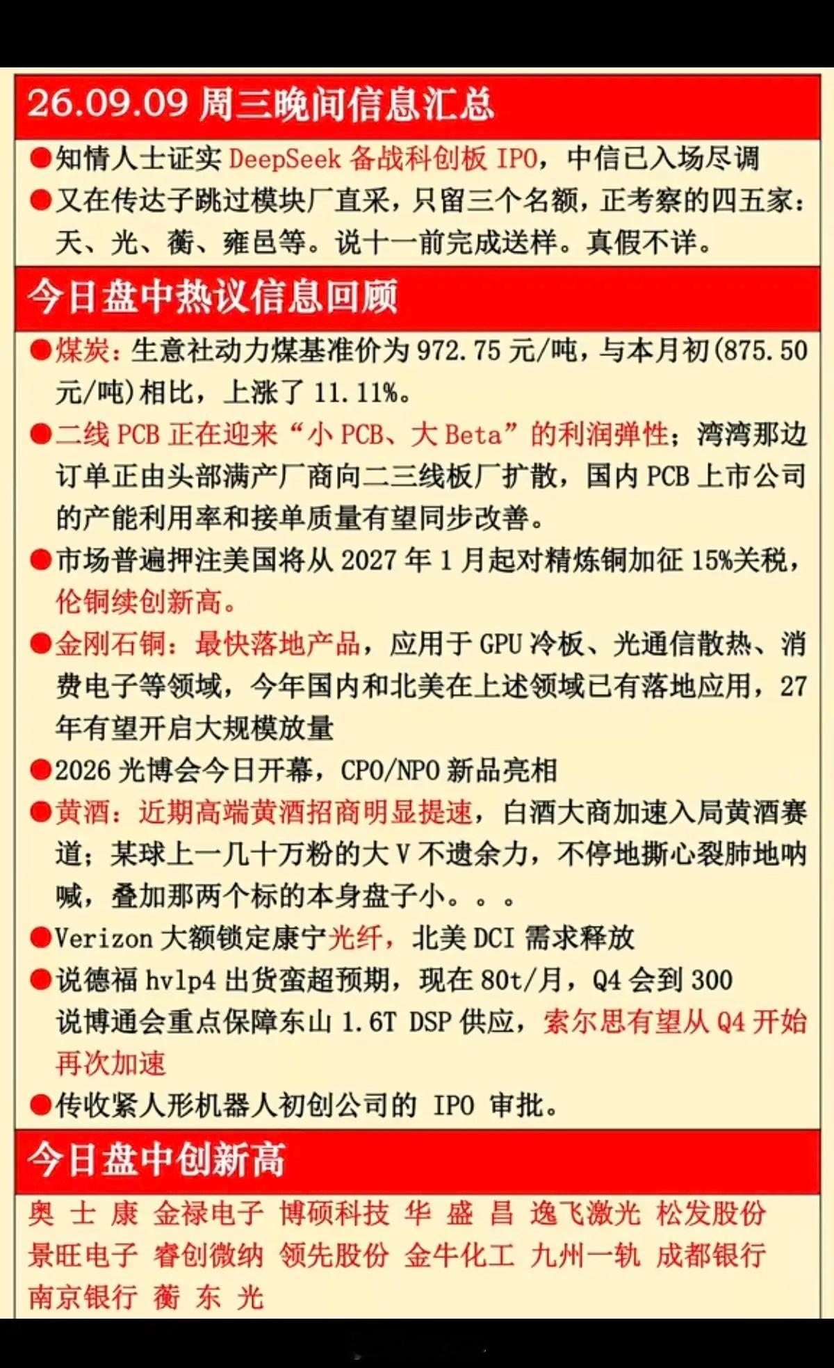 9.09周三  晚间：财经热点+信息汇总！ ​​​