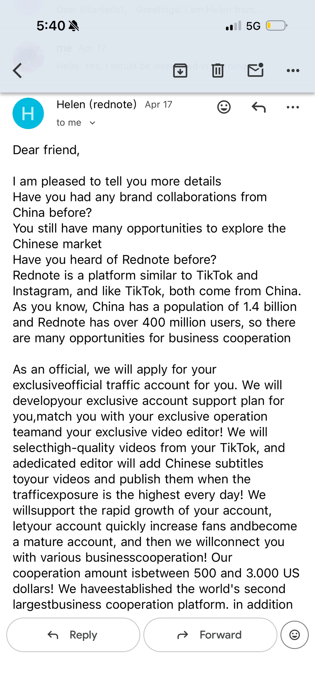 海外博主收到转发邮件靠谱吗