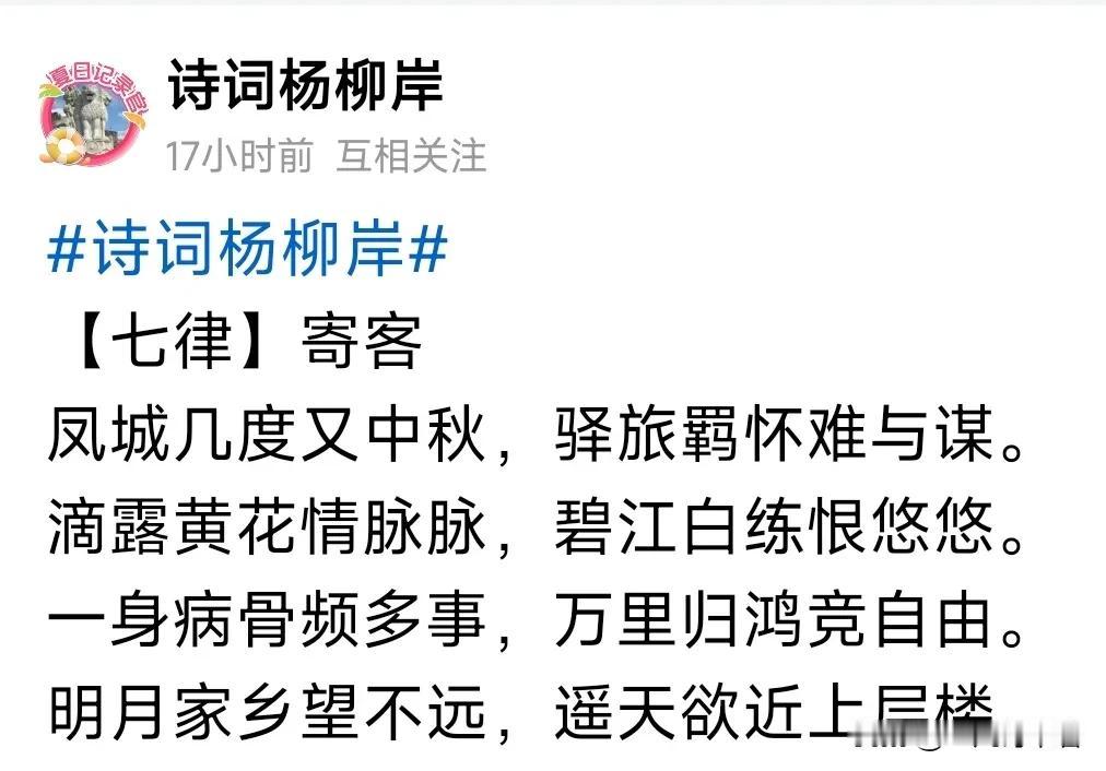 七律|村居和@诗词杨柳岸 
长堤晨练踏清秋，十里湖田入浅眸。
风递黄花香脉脉，水