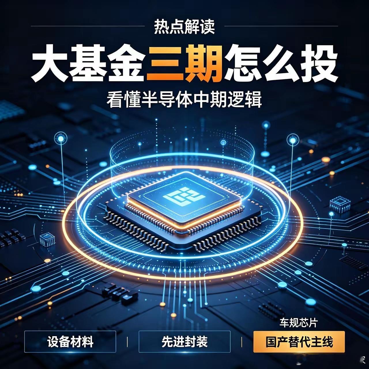 看懂国家大基金三期的投向，就能看懂半导体的中期逻辑。很多人天天盯着半导体今天涨、