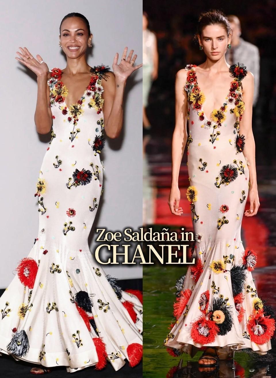 香奈儿这季的繁花裙，给《阿凡达》女主角首穿
✨
电影《阿凡达3 》宣传如火如荼进