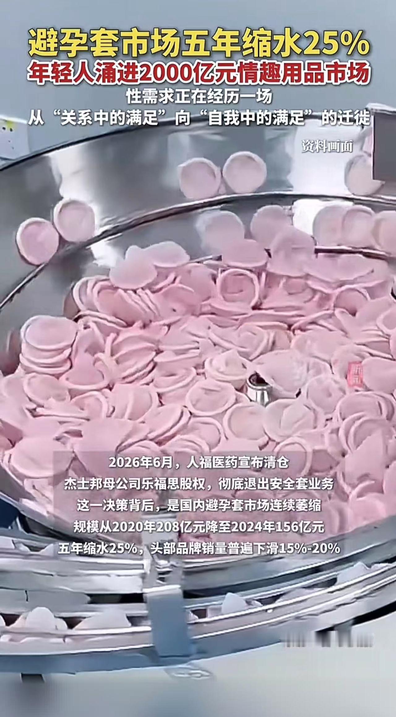 中国避孕套市场五年缩水了25%，很多媒体不敢说真正的原因，我来说。
 
把两组数