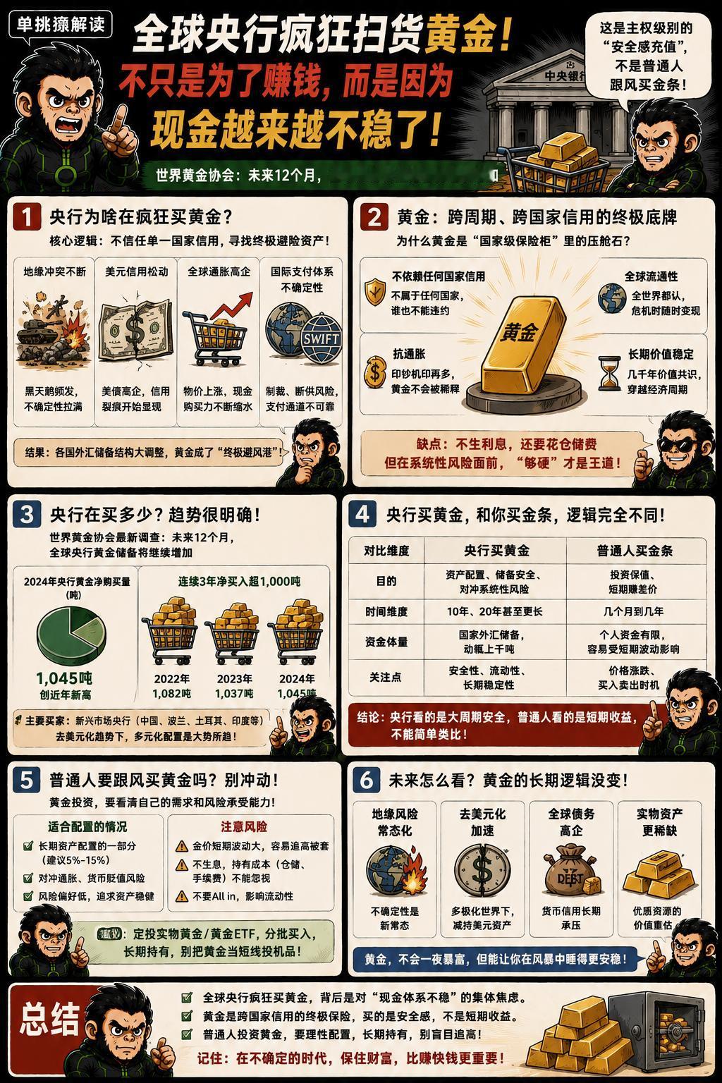全球央行还在疯狂扫货黄金。世界黄金协会最新的判断很明确：未来12个月，全球央行的