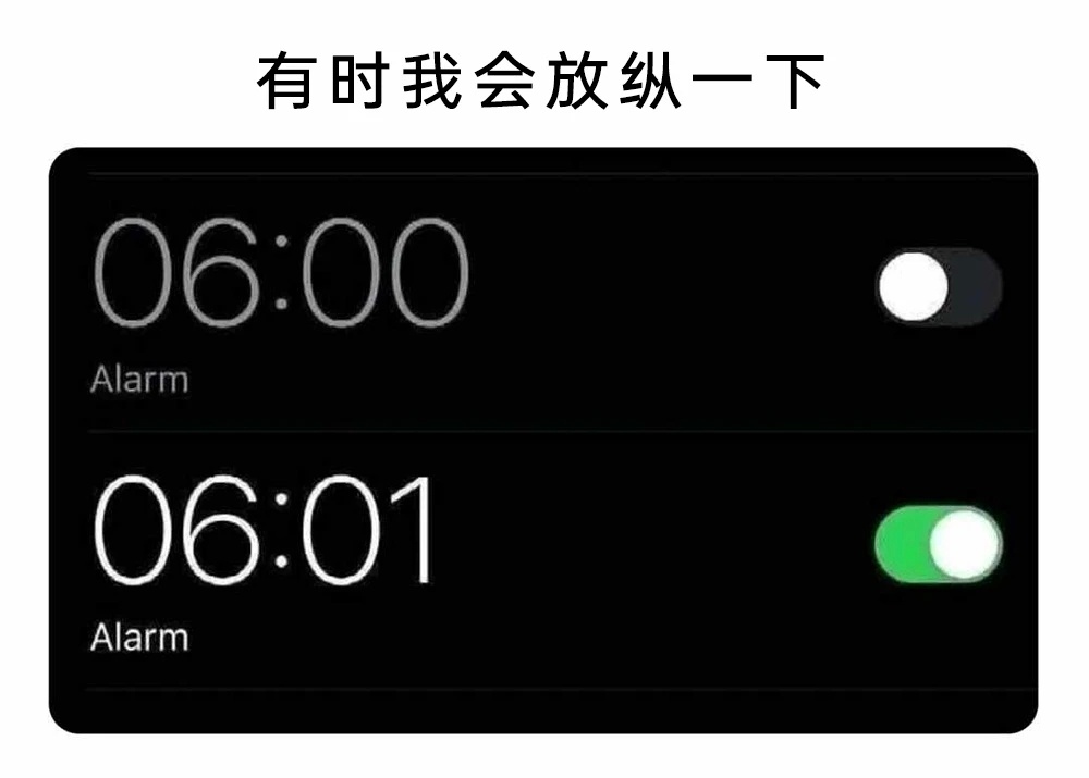 今天早上放纵了一下，结果睡晚了meme