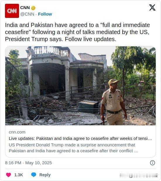 ▶ India and Pakistan have agreed to a 