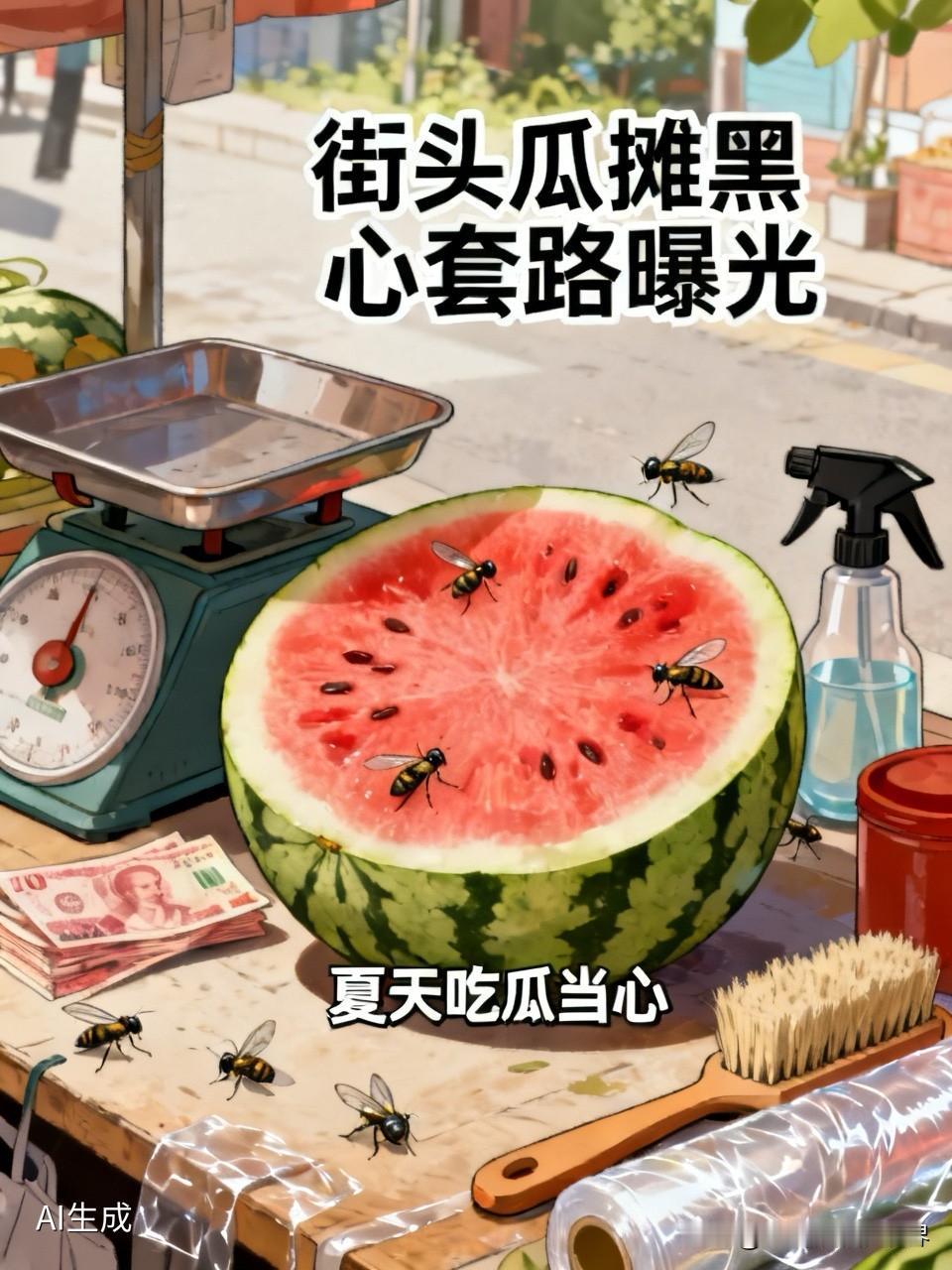 真是太黑心了，拉出去什么都不为过。夏天吃瓜必须当心！街头流动瓜摊的黑心套路曝光，