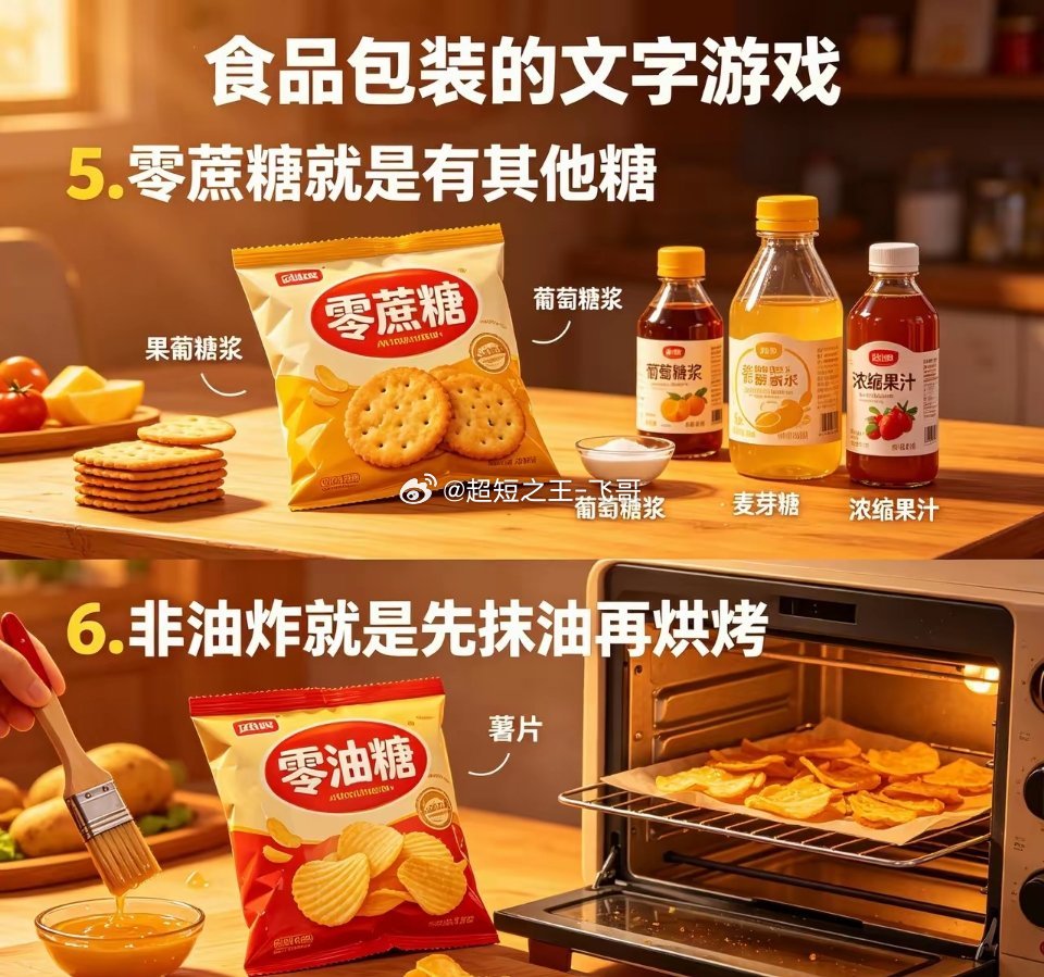 食品包装上的文字游戏，你看懂了吗？1. 酥就是油多2. 脆就是糖多3. 零糖就是
