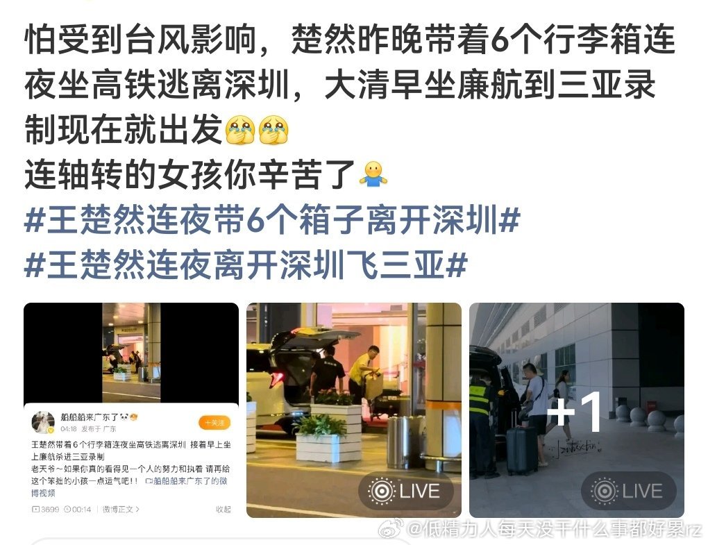活该糊坐廉航咋了？深圳还“逃离”…结果只是去录自己的综艺而已要不要观众给大小姐磕