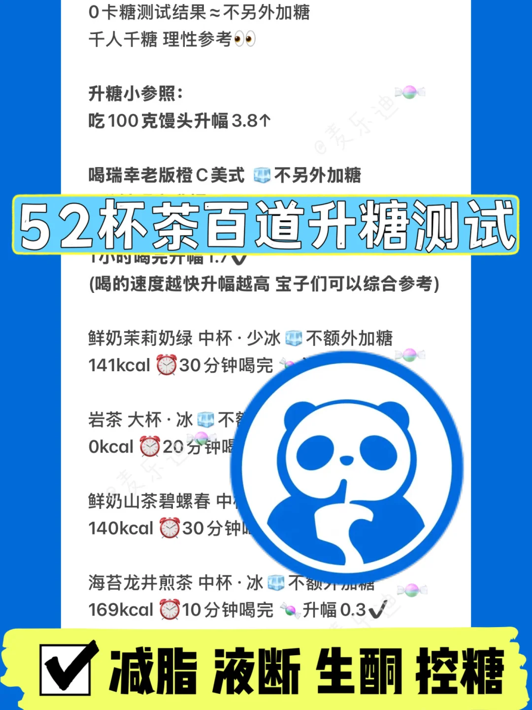 减脂控糖期 | 52杯茶百道升糖测试 附热量🔥