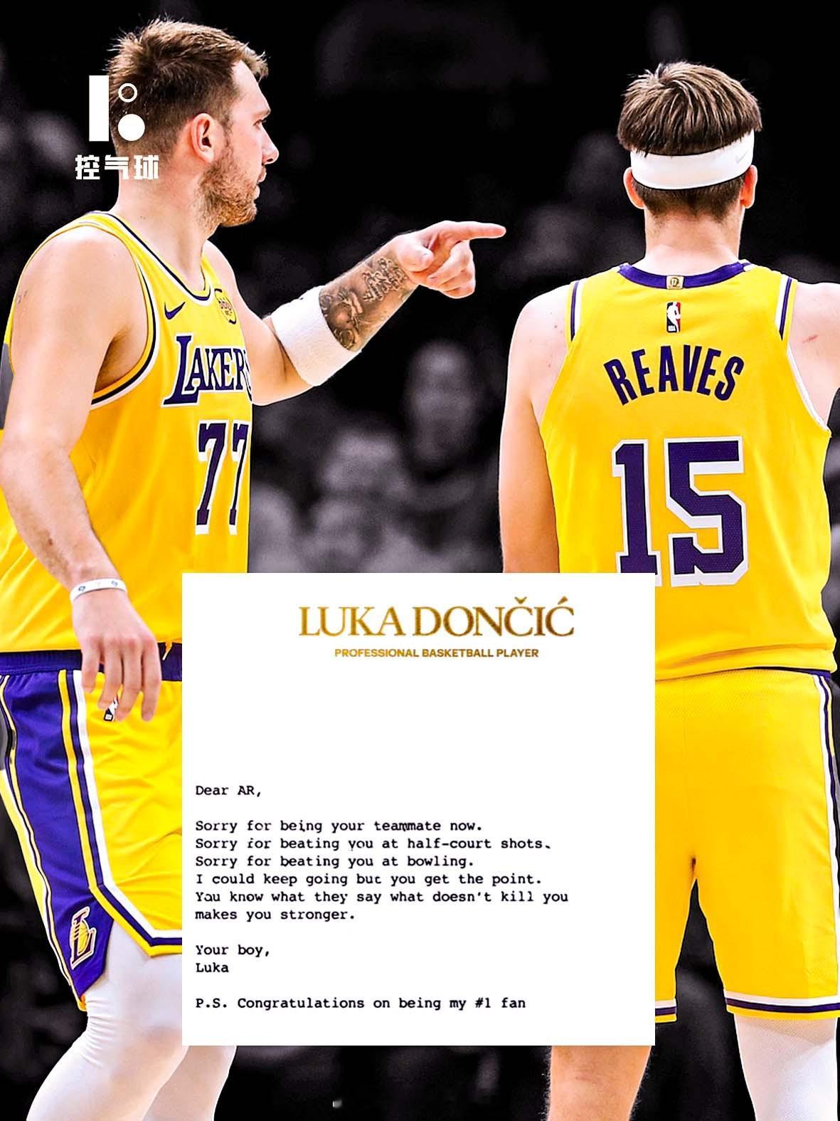 今天是美国当地时间的圣诞节，东契奇为队友里夫斯送上了一封公开信，全文如下：亲爱的