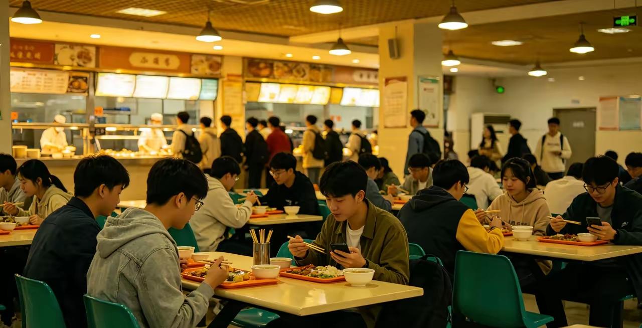 一位大学校长，下班稍晚，到食堂吃饭，看见一个女生，打了一碗米饭一份素菜，和一碗免