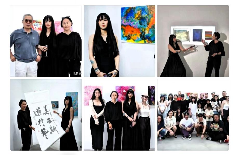 窦唯小女儿窦佳嫄的画展在北京798顺利开幕，母亲高原晒照，配文: 圆满[心]感恩