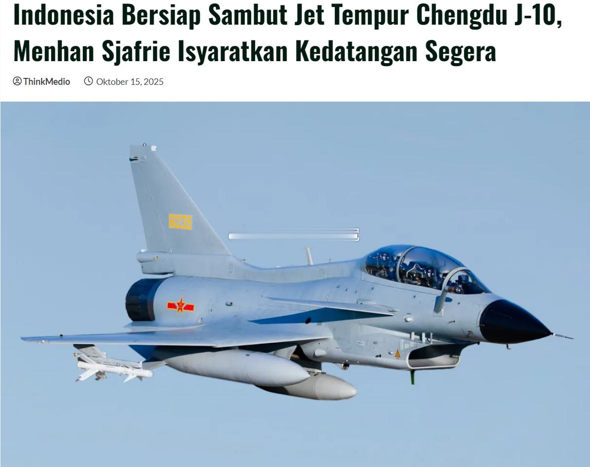 印度尼西亚将采购中国歼-10战斗机 10月15日，印度尼西亚国防部长沙姆苏丁称，