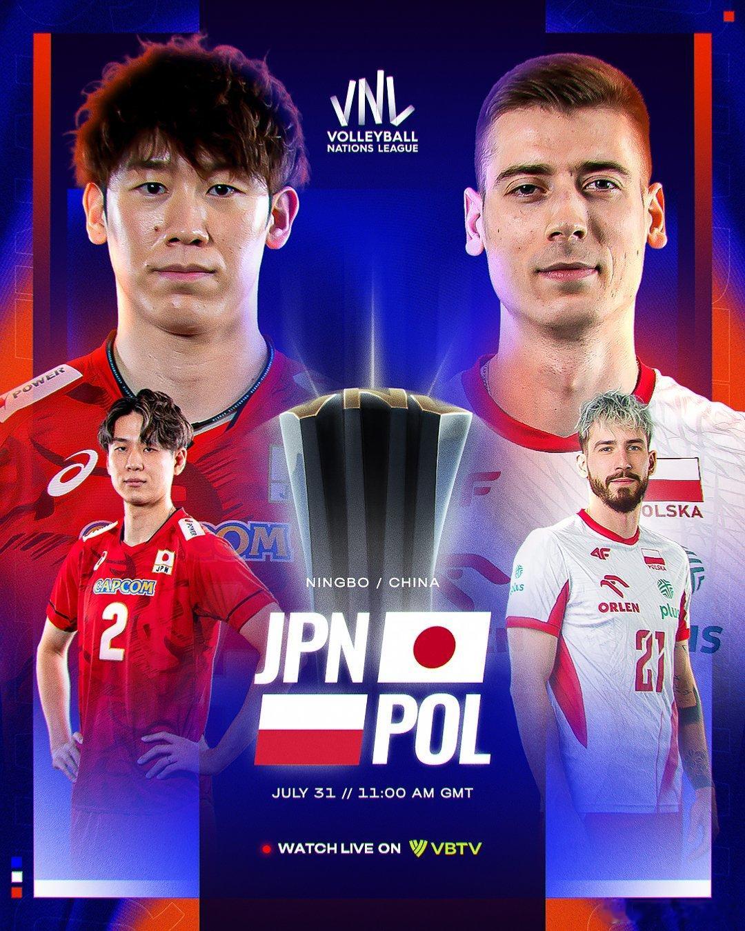 中国排球联盟[超话]  日本🇯🇵 vs 🇵🇱波兰 – 四分之一决赛对决！