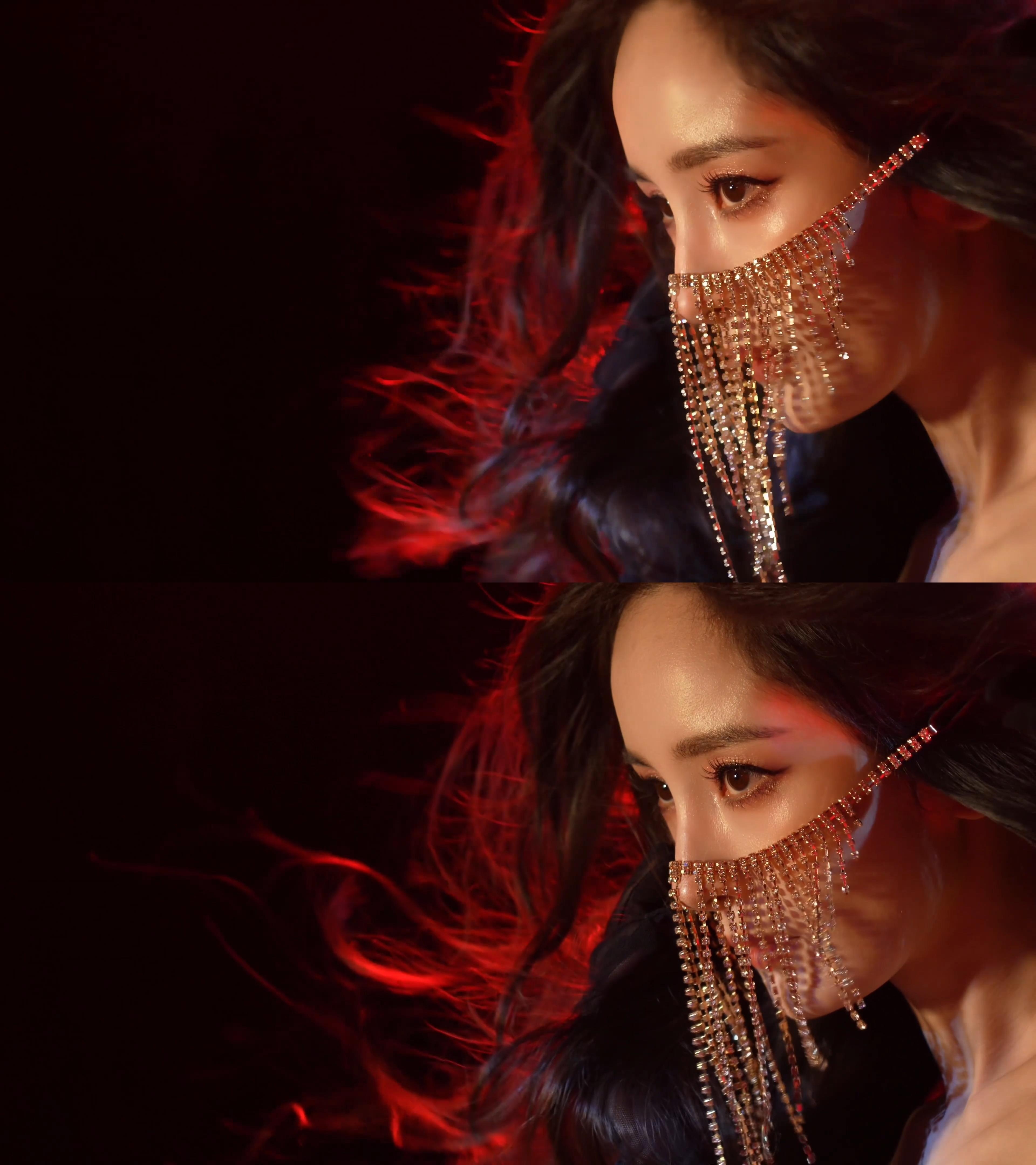 被杨幂维密物料迷到不行了，姐姐。。这个半遮面珠帘造型可太妙了