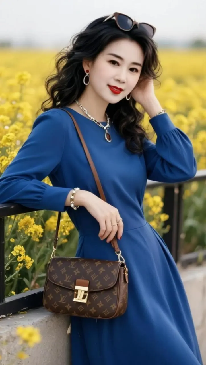 AI蓝裙田园照 ai创作