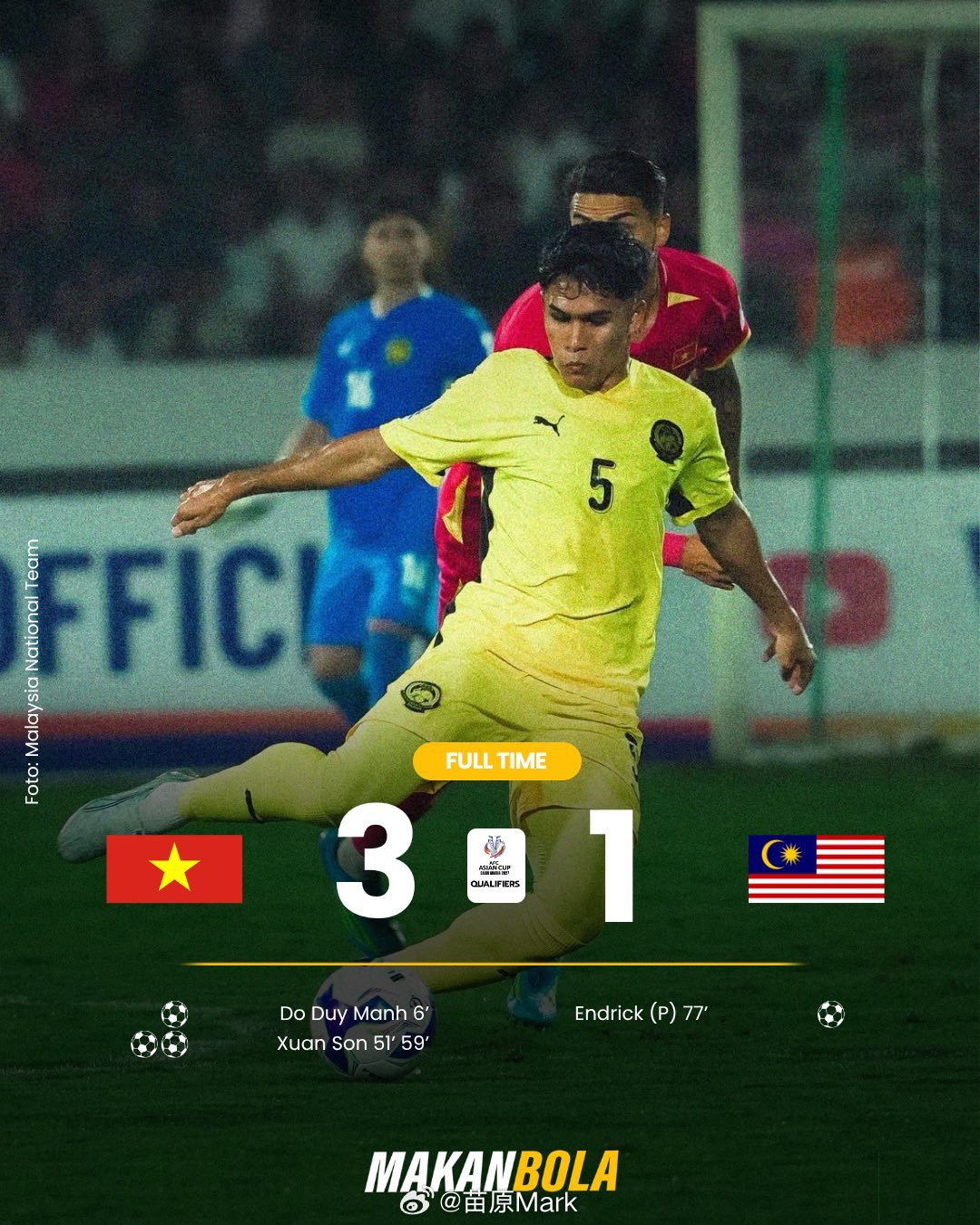 亚洲杯 越南爽了，春山同志一通暴杀，大仇得报！马来西亚最惨的是自己最后啥也不是，