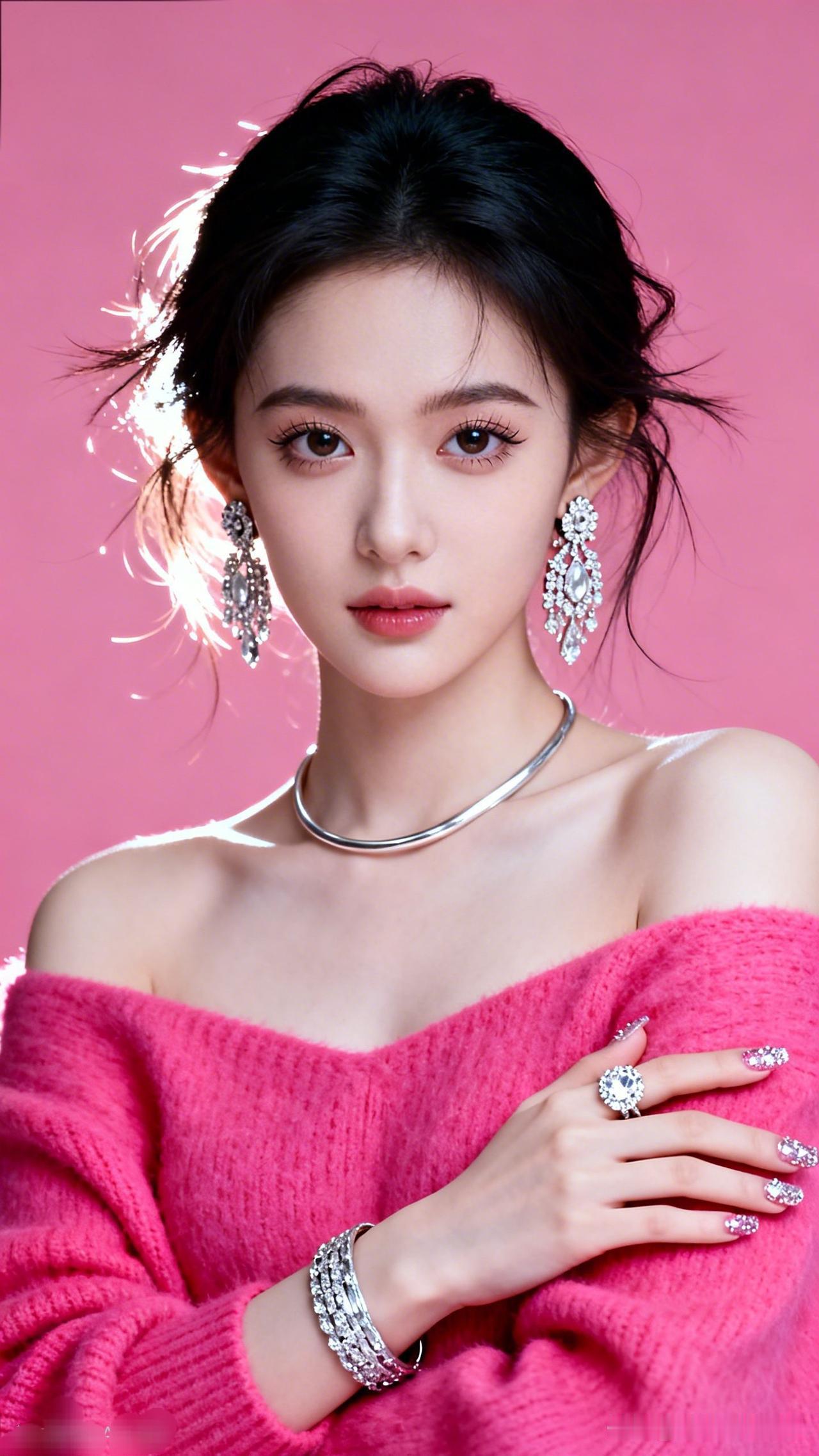 粉嫩少女风，甜美妆容，闪耀珠宝，完美搭配！💖✨