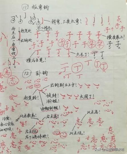 一开始练字一般都是先练硬笔楷书的“基本笔画”。
因为笔画是基础，也是基本功，把基