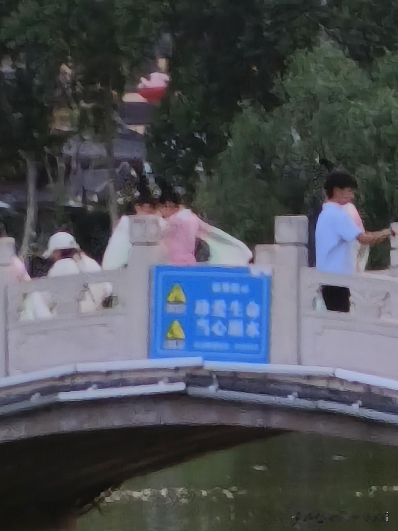 夏日公园漫步，绿树成荫，桥上人影婆娑。公园治愈系美景 散步公园风景
