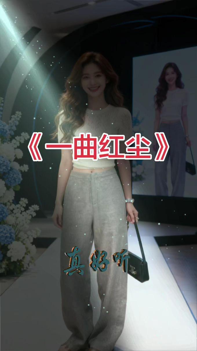 《一曲红尘》模特走秀宽腿裤 穿搭秀场 松弛感走秀 浅色阔腿裤时尚