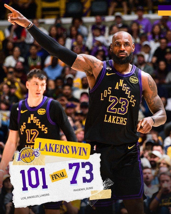 湖人今天只让太阳得到73分，单场失分赛季新低！此前失分最少为92分，对手是火箭（