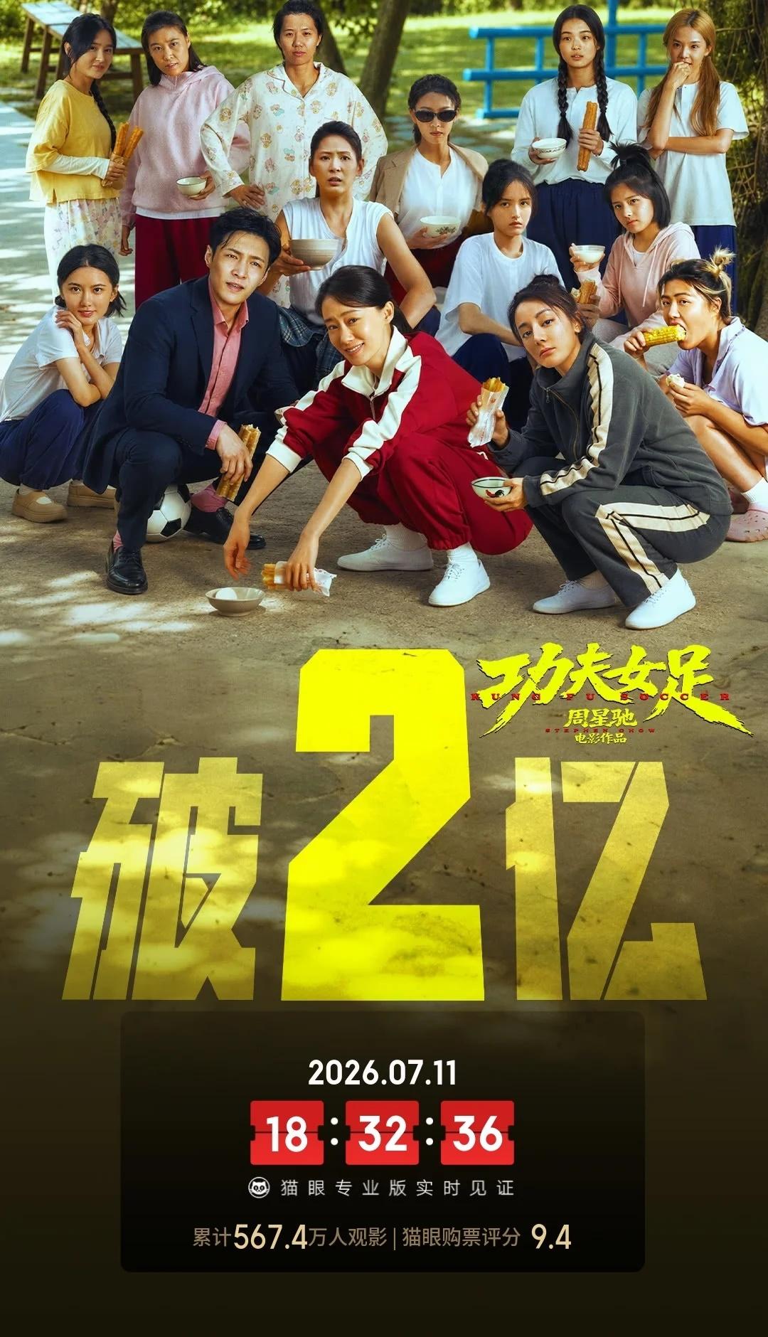 功夫女足破2亿了
迪丽热巴饰演的钰珑好让人惊喜吧！让人感到欢乐的一部电影啊！已经