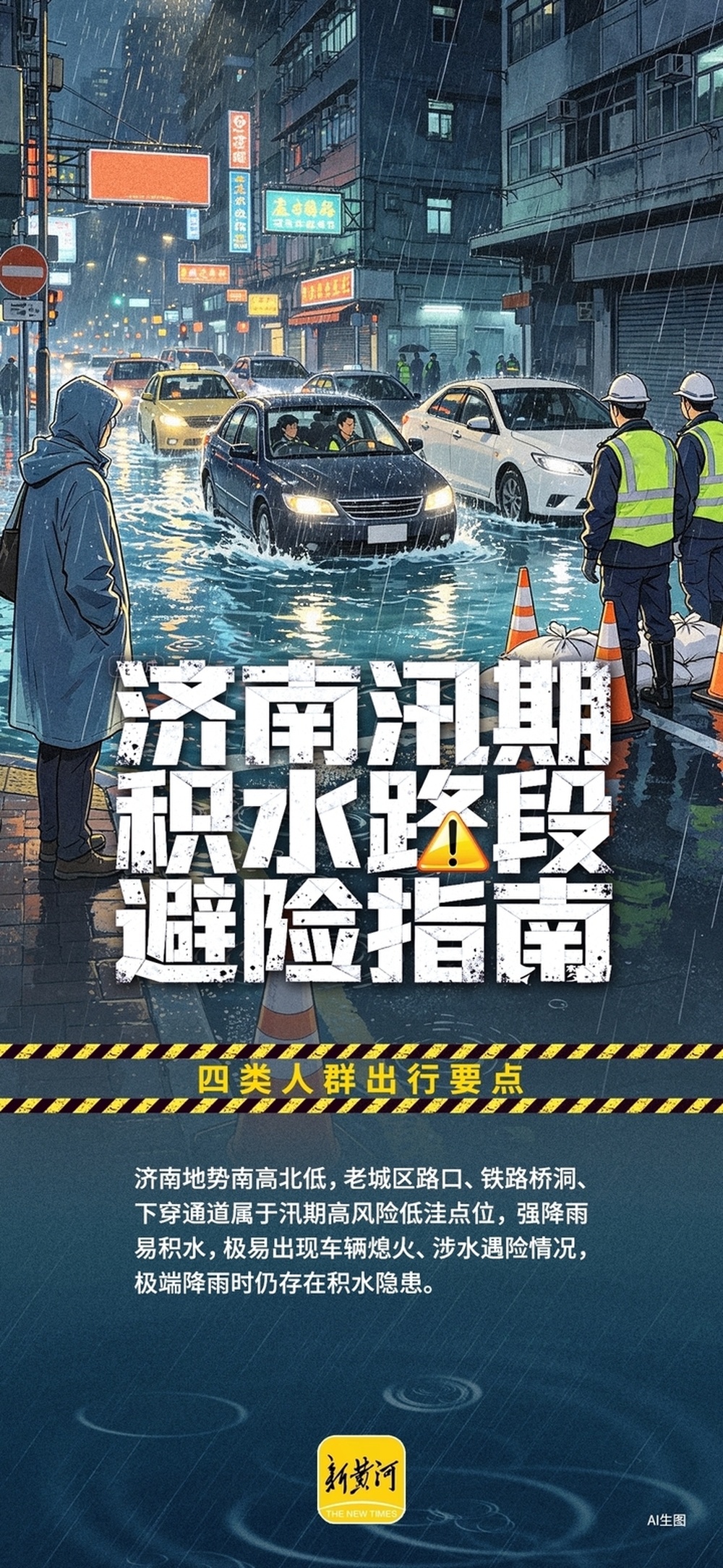 四类人群如何避险？济南汛期积水路段避险指南来了 | 新黄河海报集