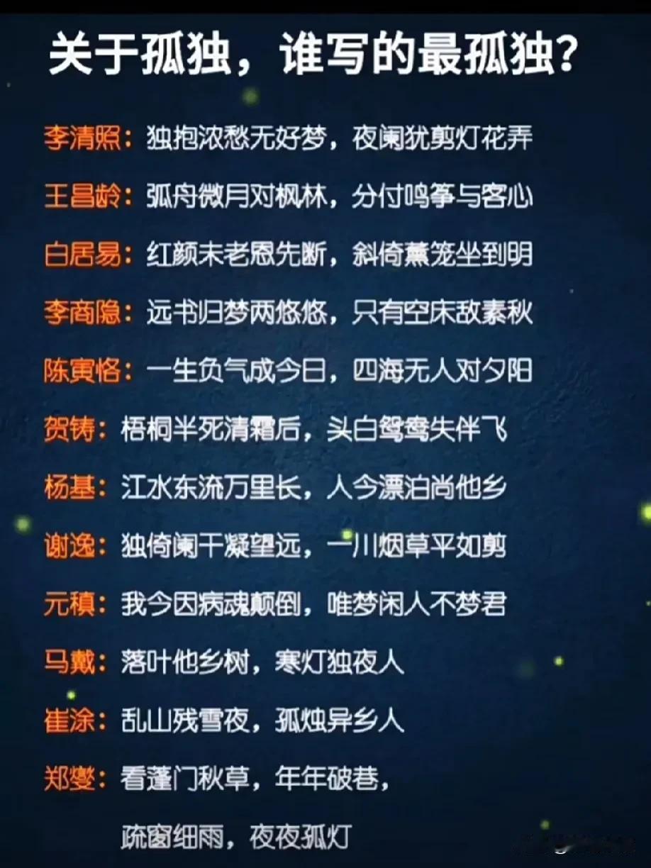 关于孤独，12首孤独的诗句，你认为谁写的最孤独？#评论区出主意大赛#