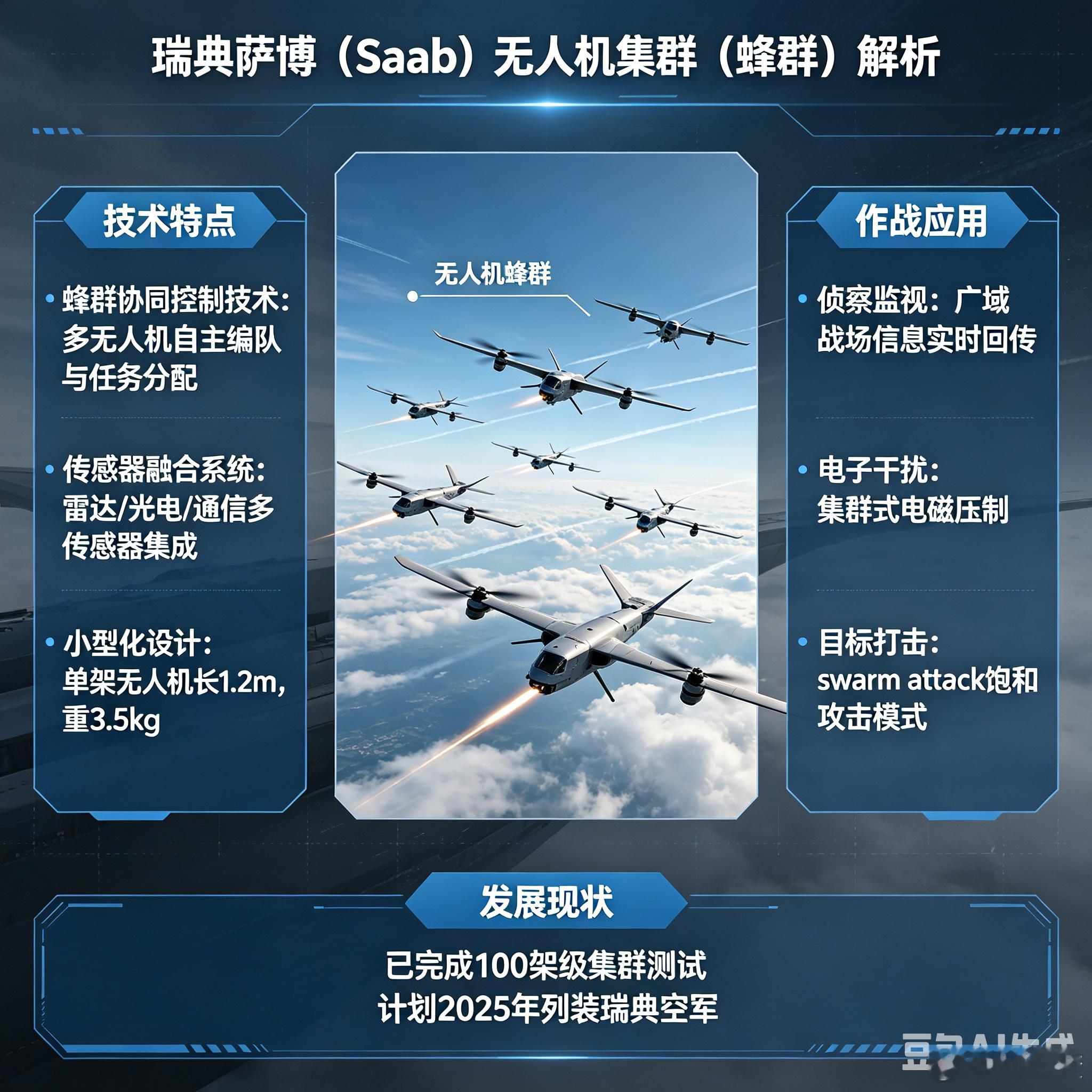 军事ai新视野ai热力追踪 瑞典萨博（Saab）无人机集群（蜂群）项目。全球武器