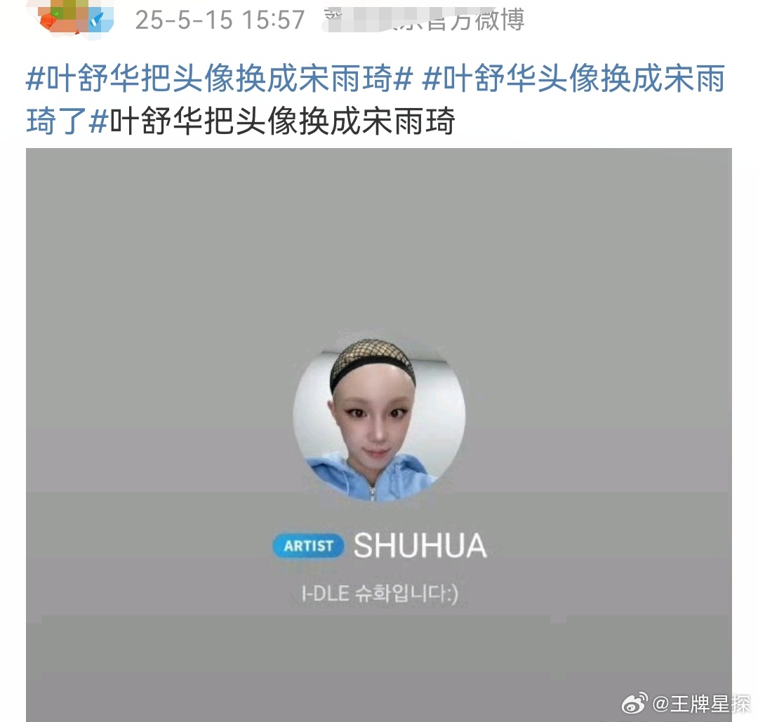 叶舒华把头像换成宋雨琦 接着又把头像换回自己的了，两位美女都很好，请不要过份解读