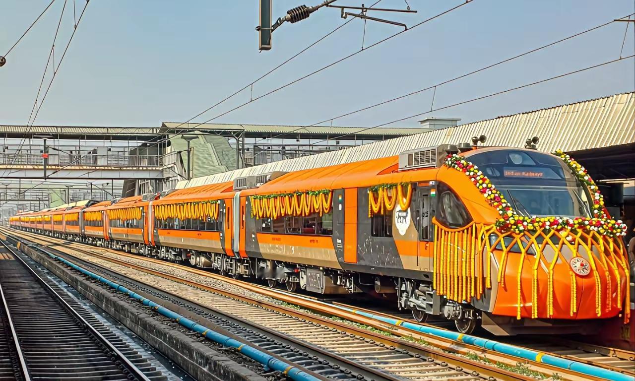 随着莫迪手里的旗帜挥舞

首列“印度之光”卧铺列车鸣笛发车。

这辆披红挂绿的列