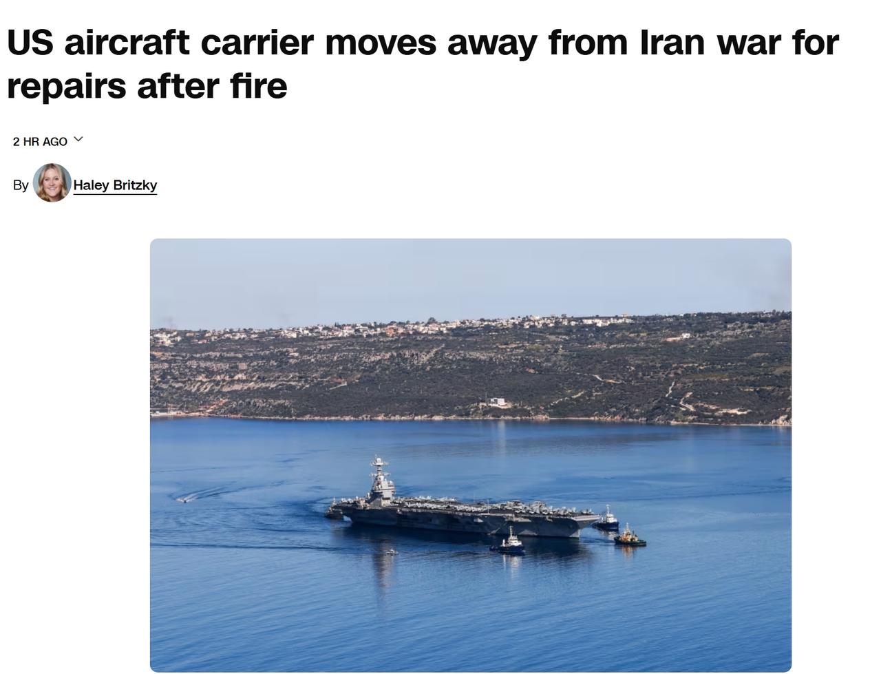 美军正式确认福特号航母火灾，正前往基地进行维修
当地时间周三，一名美国官员表示，