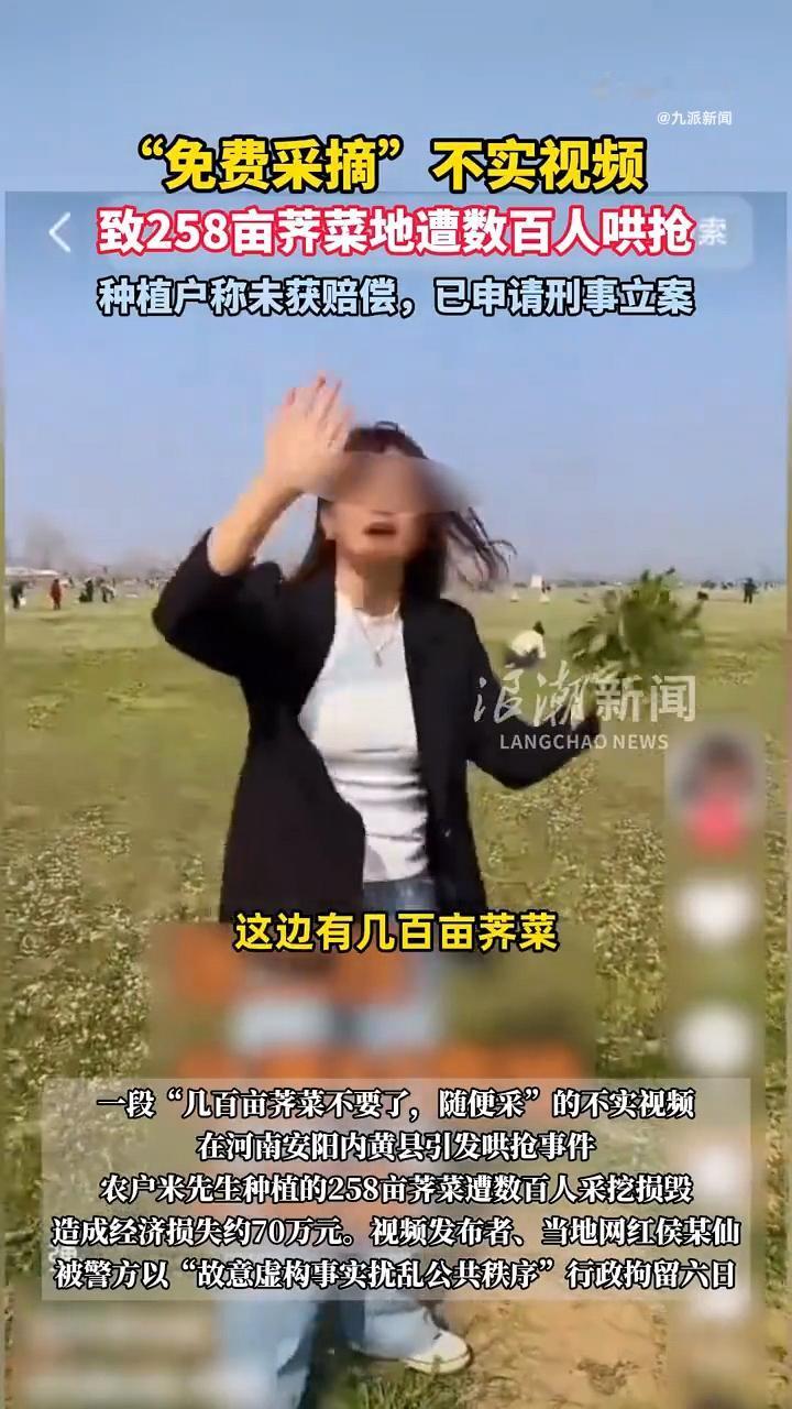 这网红真的太坏了，在不明情况的前提下居然发布视频说“别人种的荠菜不要了，让看到视