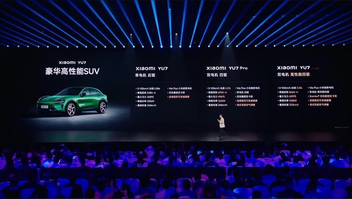 再来聊聊小米yu7﻿ 的动力。这次新车搭载小米超级电机V6s Plus，最大马力