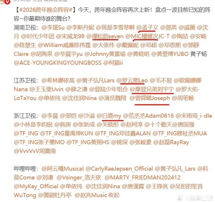 今年的明星都好低调今年大顶流几乎都不去跨年晚会了，大概率也就春晚能请动一两个一线