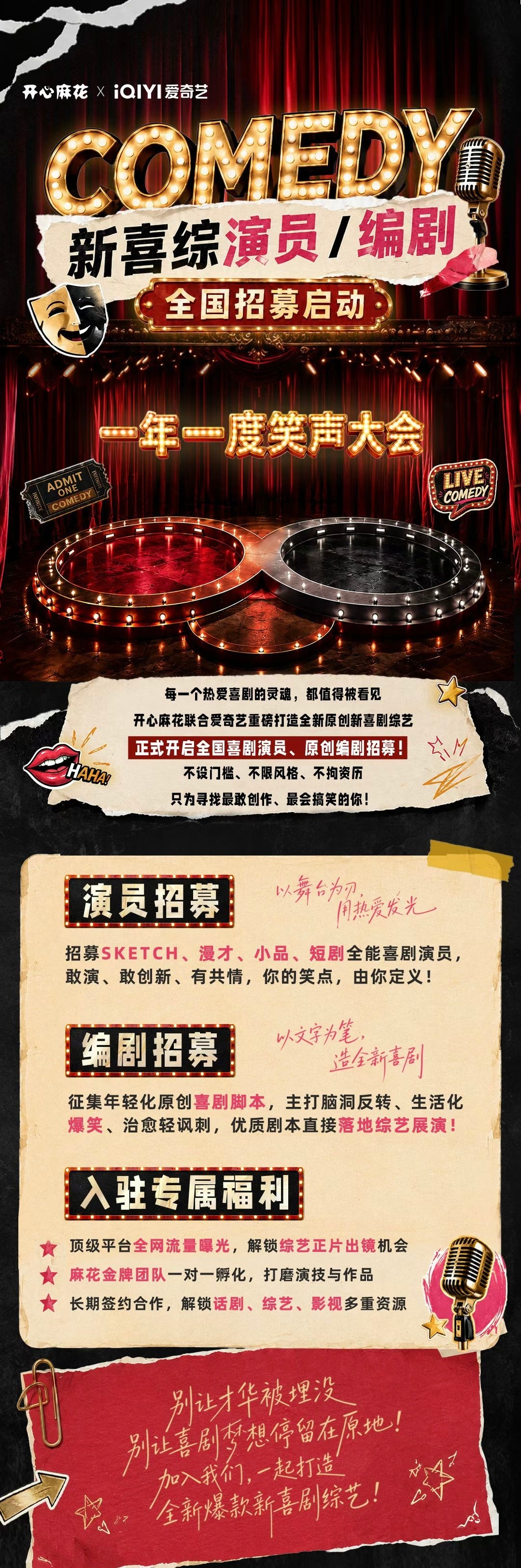 腾讯有《一年一度喜剧大赛》，爱奇艺开始筹备《一年一度笑声大会》作为喜综爱好者，支