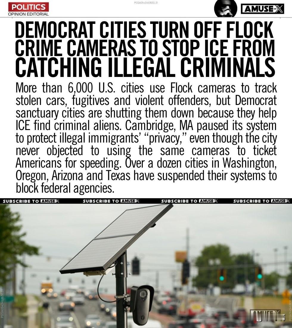 非法移民庇护城市的新手段：民主党控制的城市正在关闭Flock摄像头，因为美国移民